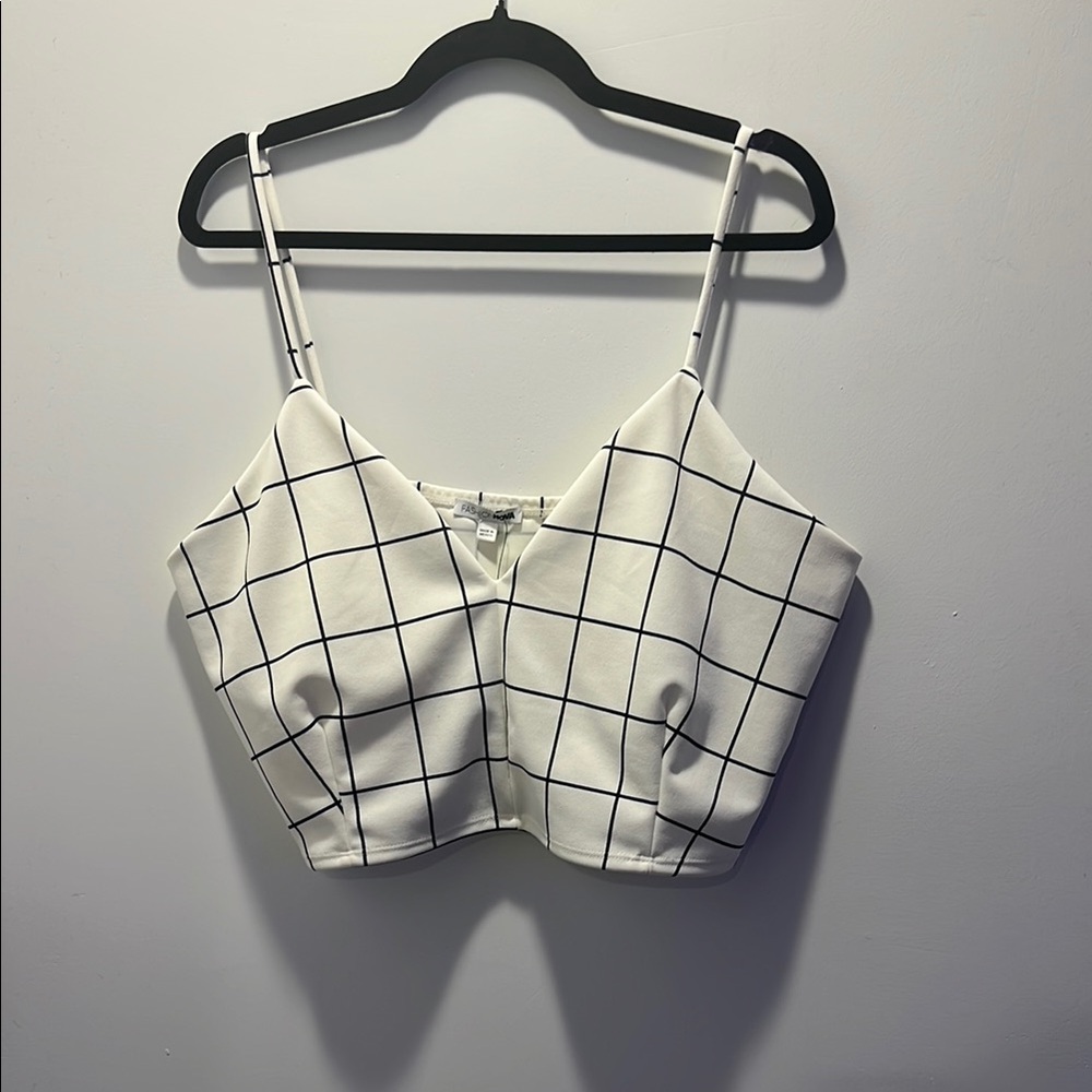 Fashion Nova Black and White Camisole Crop Top